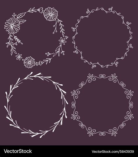 Circle Frames Round Borders Hand Drawn Doodle Vector Image