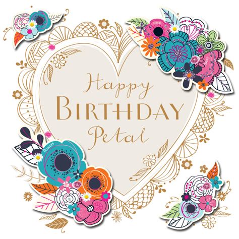 Happy Birthday Petal Handmade Embellished Greeting Card Cards