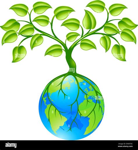 Ilustración Del Concepto Del Planeta Tierra Bola Del Mundo Con Un árbol