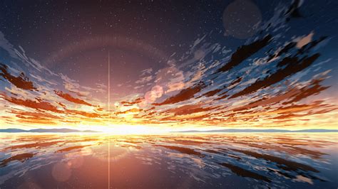 Horizon Scenery Anime Clouds Sky 4k 62596 Wallpaper Pc Desktop