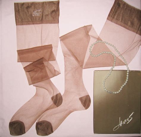 Vintage Rht Flat Knit Nylon Stockings Hanes 95 New In Box Uk
