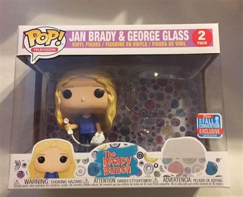 Nycc 2018 Jan Brady And George Glass Funko Pop With Fall Convention Excl Sticker Vinyl Figures