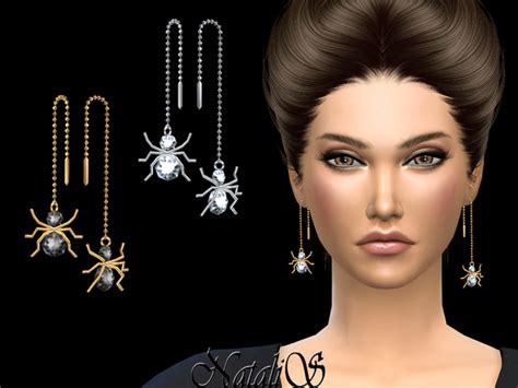 Spider Chain Drop Earrings By Natalis At Tsr Sims 4 Updates