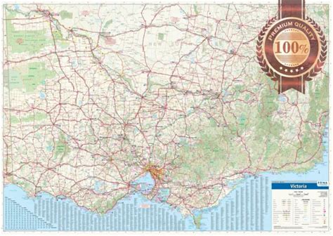 Detailed Victoria State Roads Vic Map Of Australia Aus Wall Chart
