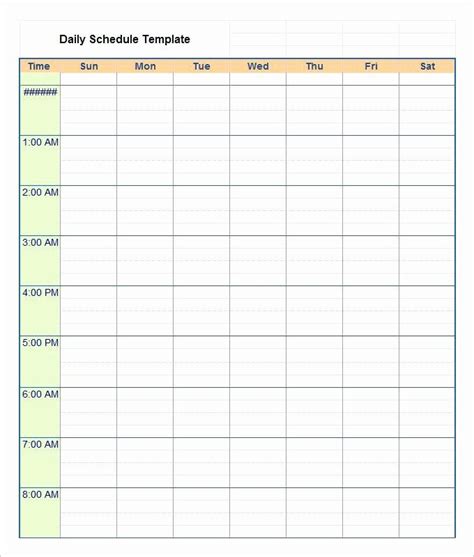 Printable Editable Daily Schedule Template Extra Large Printable
