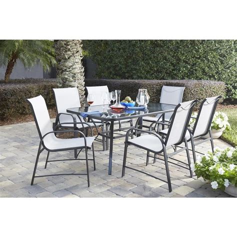 Cosco Outdoor Living 7 Piece Paloma Steel Grey Patio Dining Set With