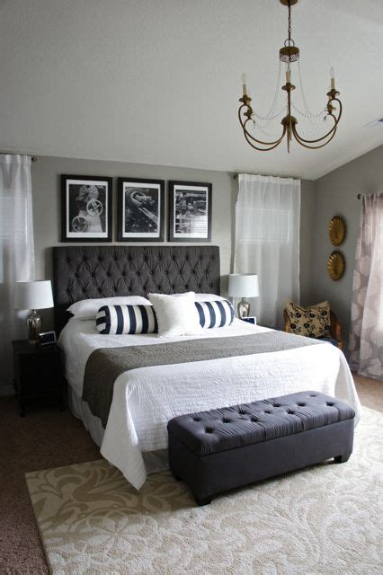Looking for grey bedroom ideas? black headboard gray walls bedroom | Chic master bedroom ...