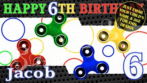 Fidget Spinner Happy Birthday Banner Birthday Banner Custom Etsy Uk