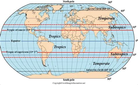4 Free Compact Printable World Maps With Tropics And Equator