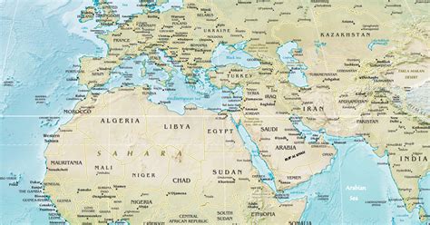 North Africa And Southwest Asia Physical Map World Map