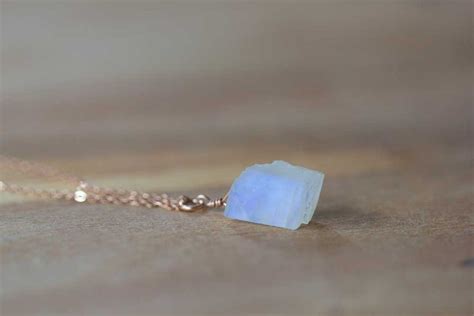 Raw Moonstone Necklace On Sterling Silver Or Rose Gold Filled Etsy
