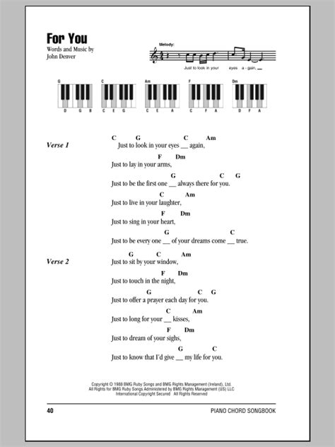 For You Sheet Music John Denver Piano Chordslyrics