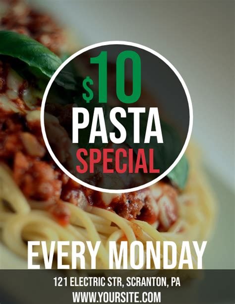 Pasta Special Deal Template Postermywall