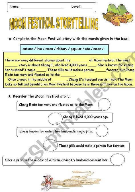 Moon Festival Storytelling Esl Worksheet By Wchiy