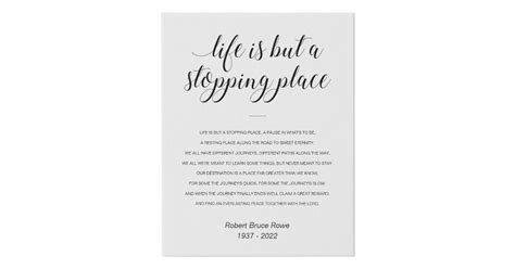 Life Is But A Stopping Place Poem Memorial Faux Canvas Print Zazzle