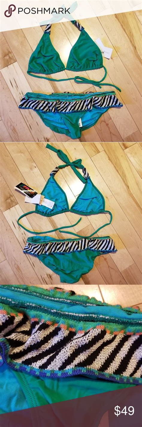 Nwt Cecilia Prado Triangle Top Bikini Knit Detail Bikini Tops