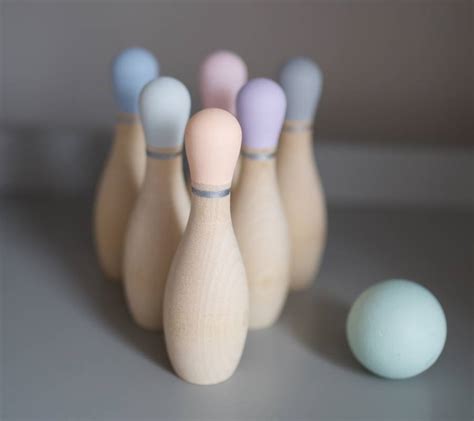 Warm Pastel Wooden Bowling Pins Set By Paper Unicorn