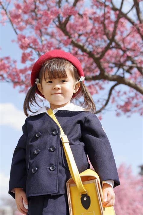 Japanese Girl In Kindergarten Uniform Stock Photo Image Of Sunny