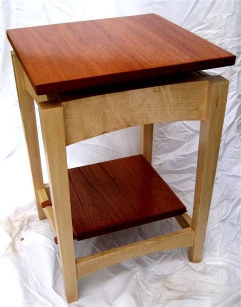 Step by step tutorial cut the wood pieces to make each table. Hand Crafted Mahogany And Maple Floating Top Side Table by ...