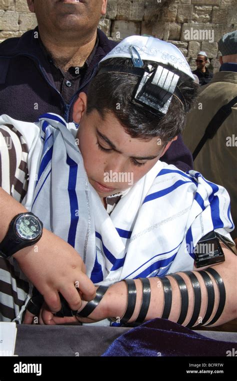 Israel Old City Of Jerusalem Bar Mitzvah Ceremony A Young Boy Of 13