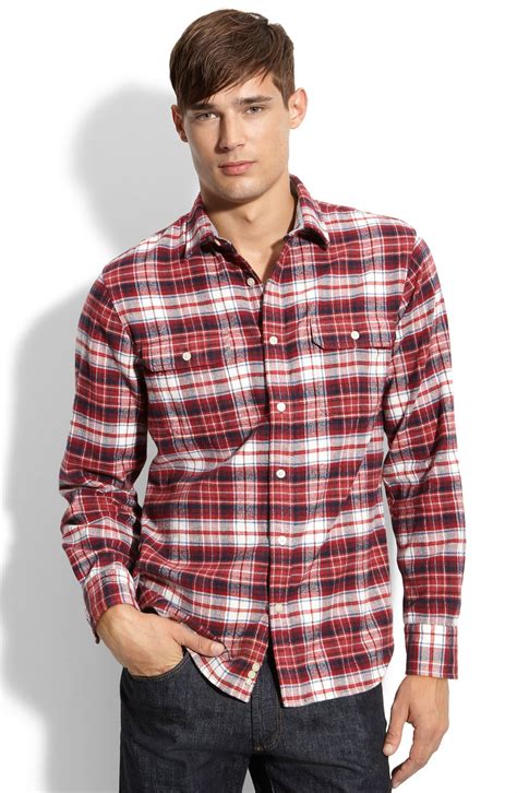 1901 Plaid Flannel Shirt In Red For Men Vintage Red Lyst