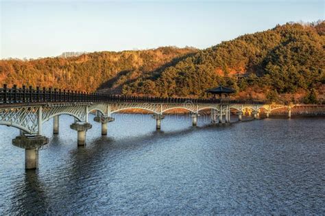 Woryeonggyo Bridge Sunset In Andong Stock Image Image Of Vast
