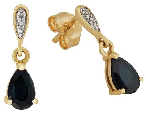 Revere 9ct Gold Pear Sapphire And Diamond Drop Earrings Reviews