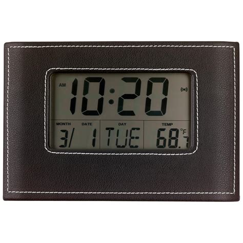 Atomix Jumbo Digital Clock With Alarm Temperature In Leather Frame