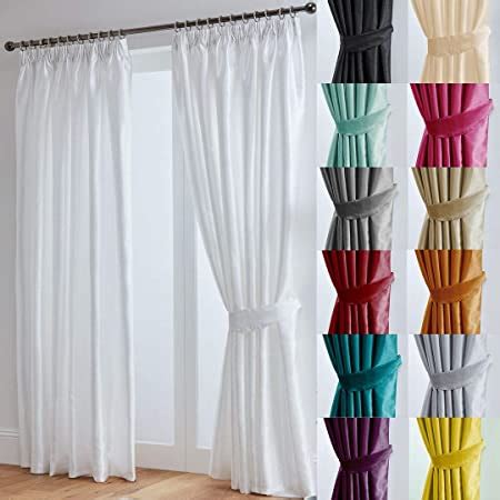 John Aird Pair White Lined Tape Top Voile Curtains Wide X