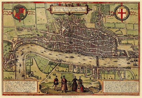 Old Map Of London In 1572 Plan By Georg Braun Vintage Map