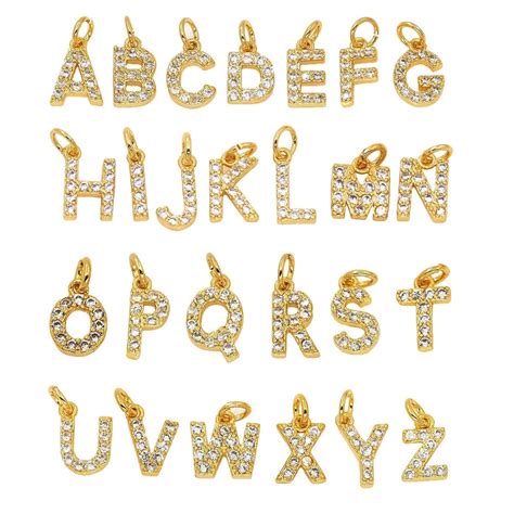 5pc Fashion 26 Letters Bling Alloy Alphabet Pendant For Necklace Abc