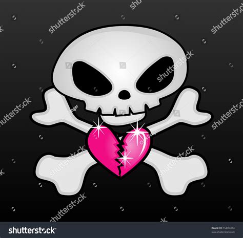 Skull Broken Heart Stock Vector 55489414 Shutterstock
