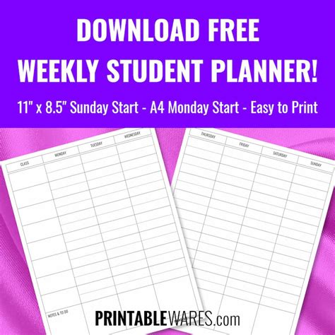 Best Weekly Planner Printable Printableecom Calendar Week To View
