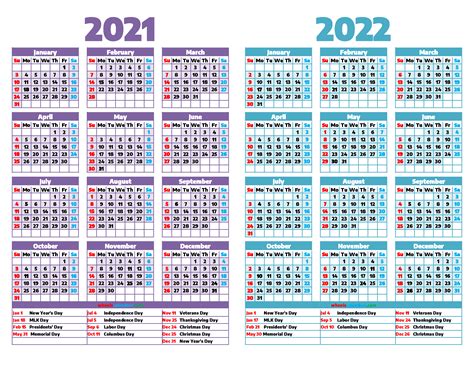 2021 And 2022 Calendar Printable 12 Templates Free Printable 2021