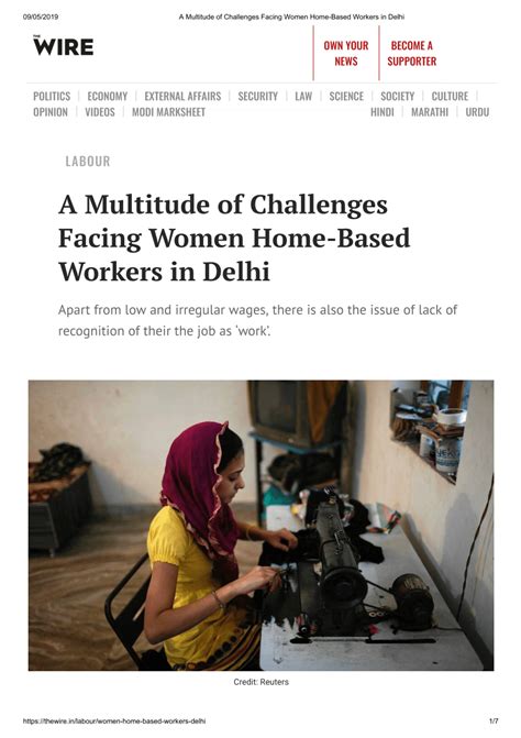 Pdf A Multitude Of Challenges Facing Women Home Based Workers In Delhi
