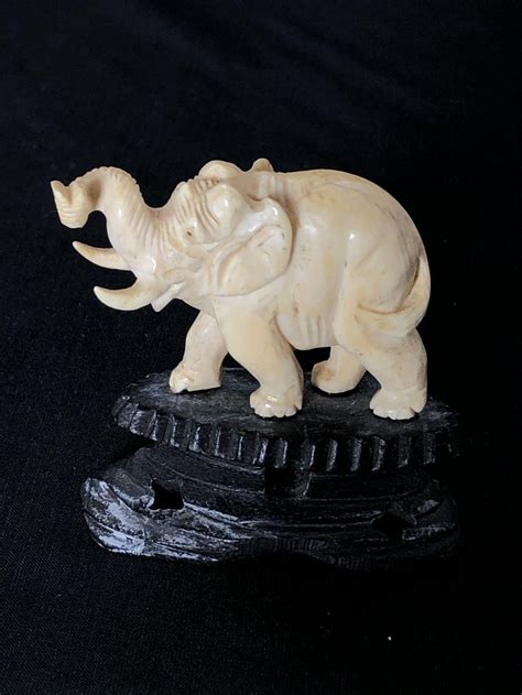 Sold Price Hand Carved Asian Ivory Elephant Figurine On Stand