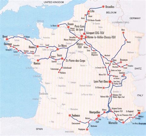 France Train Map Of Tgv High Speed Train System Mapa Educação