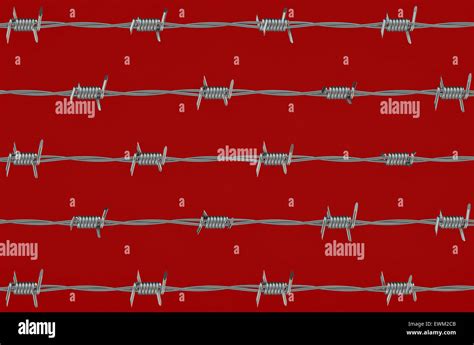 Steel Barbed Wire On Red Background Stock Photo Alamy