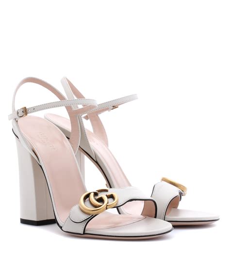 Gucci Marmont Leather Sandals In White Leather White Lyst
