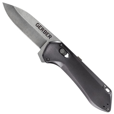 gerber grey highbrow compact spring assist knife stonewash blade bladeops