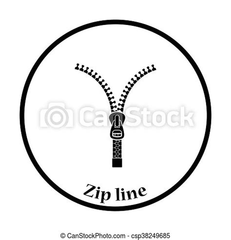 Sewing Zip Line Icon Thin Circle Design Vector Illustration Canstock