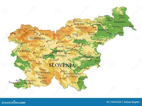 Slovenia Physical Map Stock Vector Illustration Of Hill 119441554