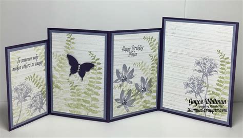 Four Fold Card With Avant Garden And Butterfly Basics Fun Fold Cards