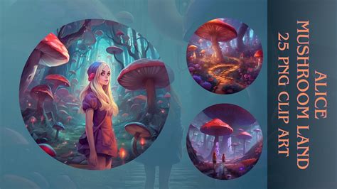 Alice 3d Magical Mystical Mushroom Land Clipart Bundle Dreamy Clipart