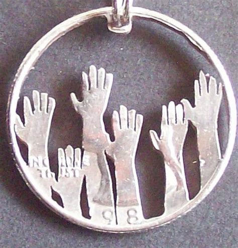 Hands Raised Hand Cut Coin Jewelry