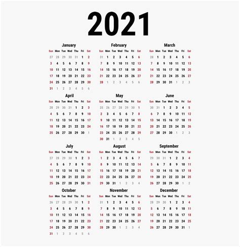 2021 Calendar Clipart