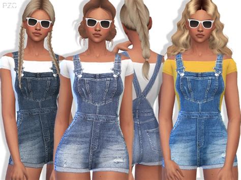 The Sims Resource Summer Short Denim Overalls By Pinkzombiecupcakes