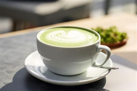 Premium Photo Delicious Matcha Latte In A Cup Generative Ai