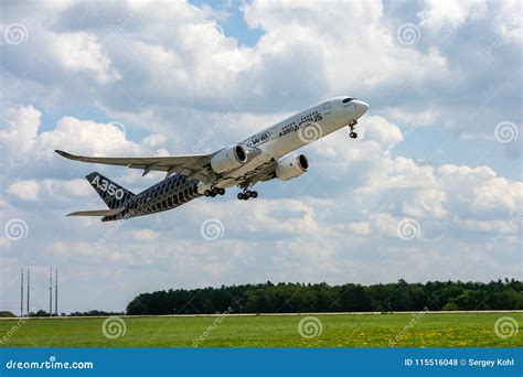 Takeoff Of The Wide Body Jet Airliner Airbus A350 Xwb Editorial Stock
