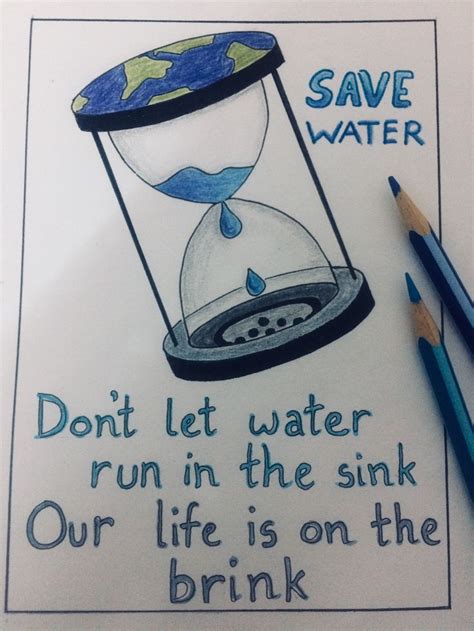 Save Water Poster Drawing Water Conservation Poster W